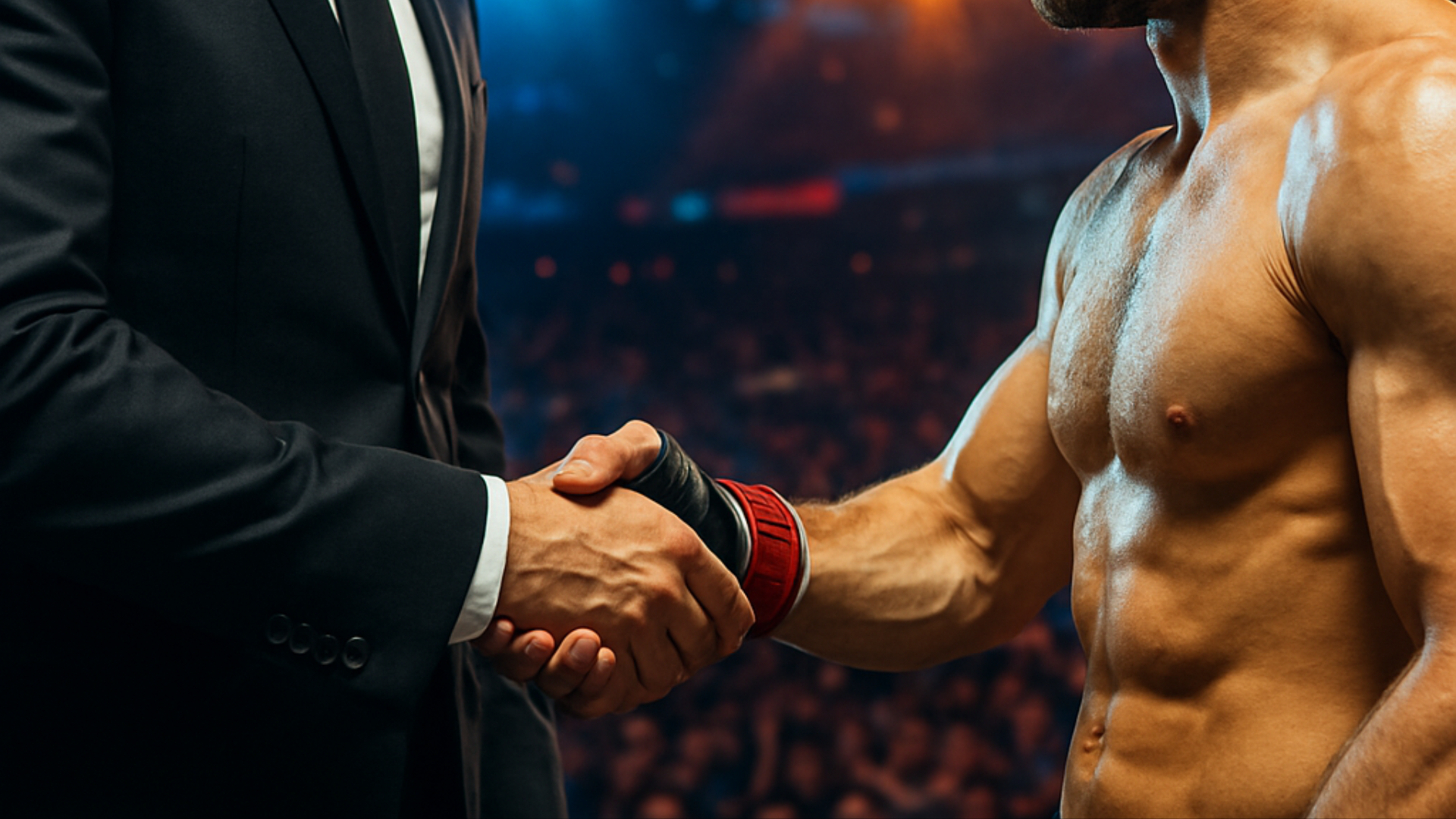 Fighter raising hand in victory